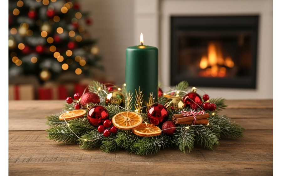 Świeca klubowa 15 cm Frozen Time choinkowa zieleń