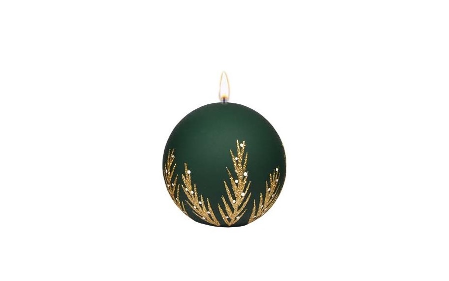 Świeca kula 8 cm Frozen Time choinkowa zieleń