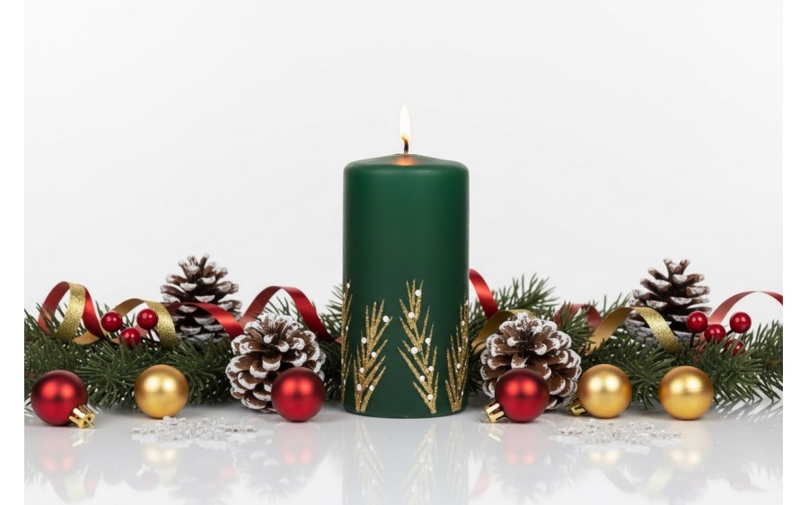 Świeca klubowa 12 cm Frozen Time choinkowa zieleń