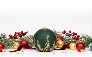 Świeca kula 8 cm Frozen Time choinkowa zieleń