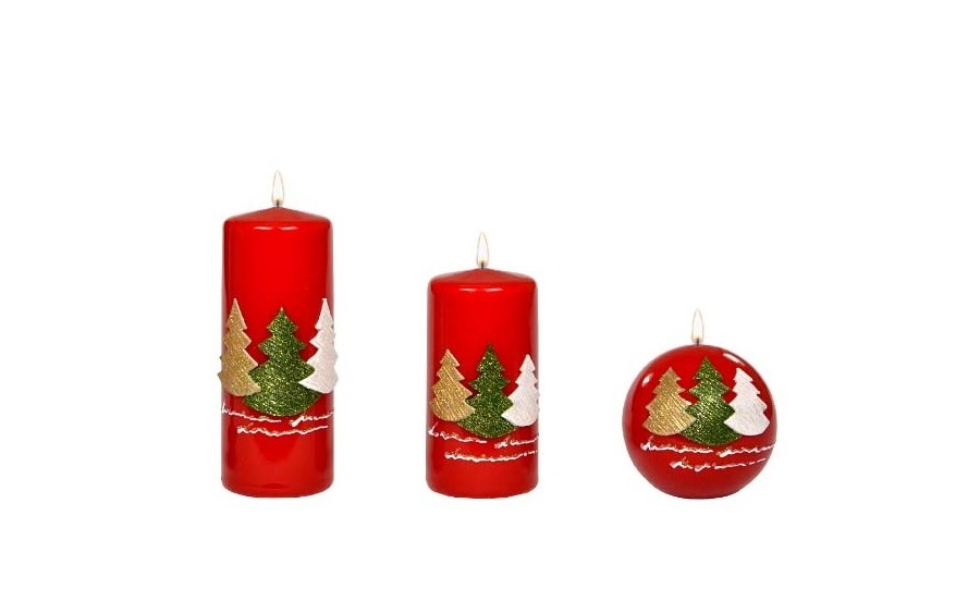 Świeca kula 8 cm Trzy choinki