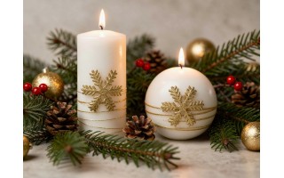 Świeca pieńkowa 15 cm Golden Christmas