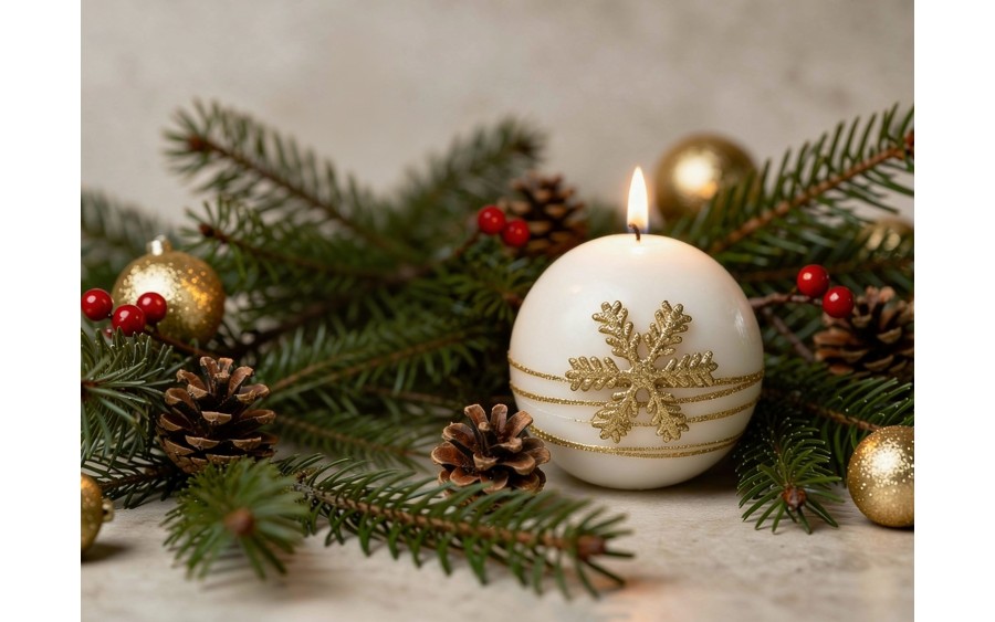 Świeca kula 10 cm Golden Christmas