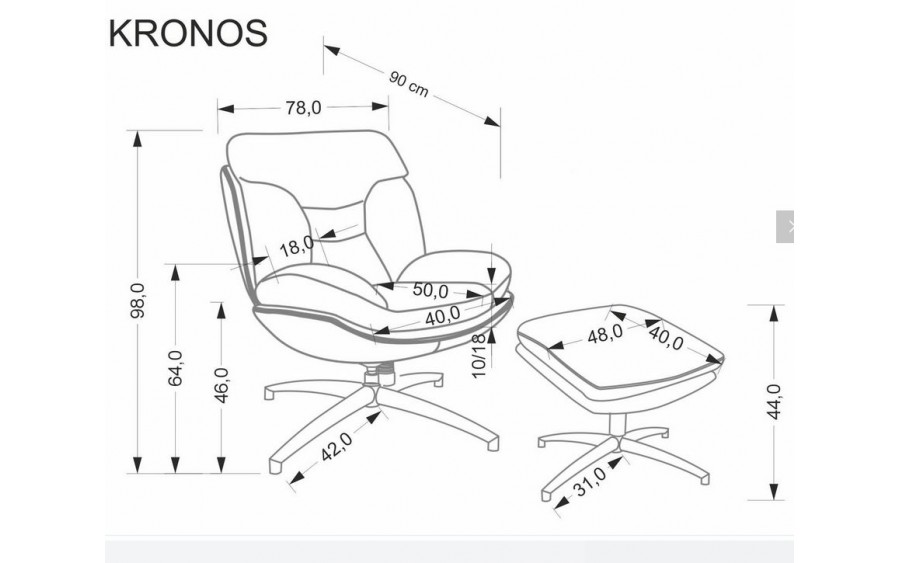 Fotel z podnóżkiem Kronos