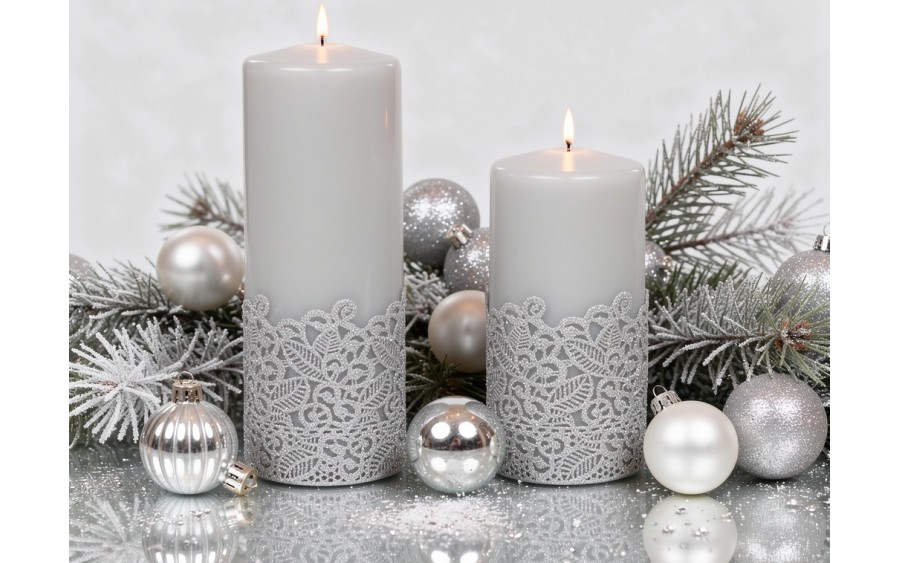 Świeca pieńkowa 15 cm Koronka j. popiel lakierowana