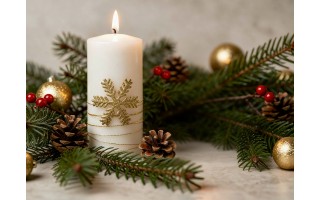 Świeca pieńkowa 15 cm Golden Christmas