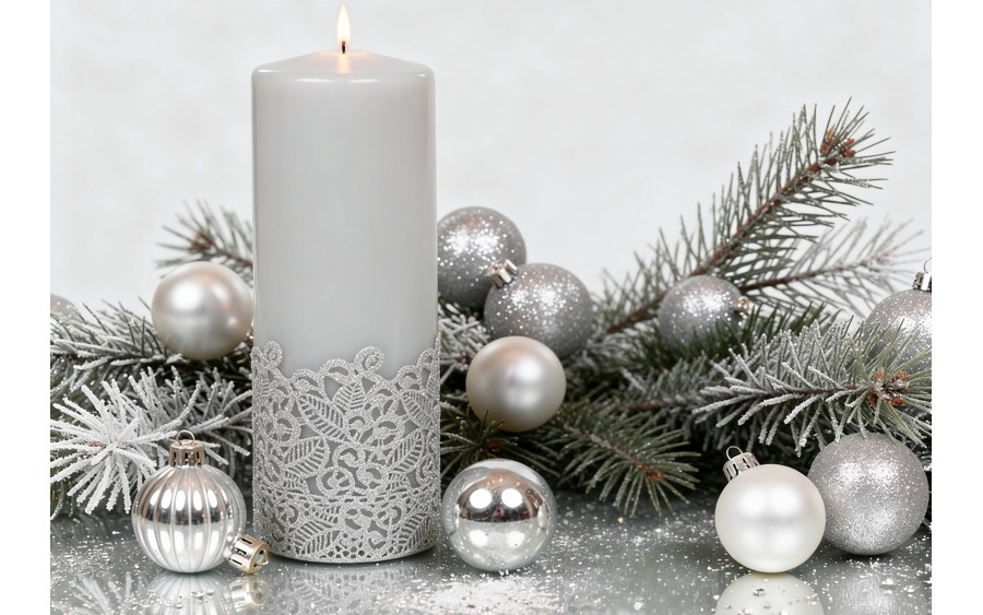 Świeca pieńkowa 20 cm Koronka j. popiel lakierowana