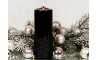 Świeca pieńkowa 20 cm Koronka czarna lakierowana