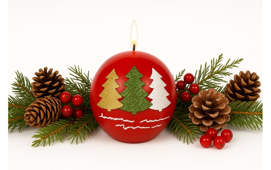 Świeca kula 8 cm Trzy choinki