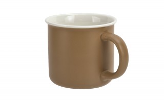 Kubek ceramiczny 355 ml brązowy z białym środkiem