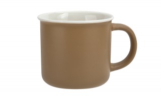 Kubek ceramiczny 355 ml brązowy z białym środkiem