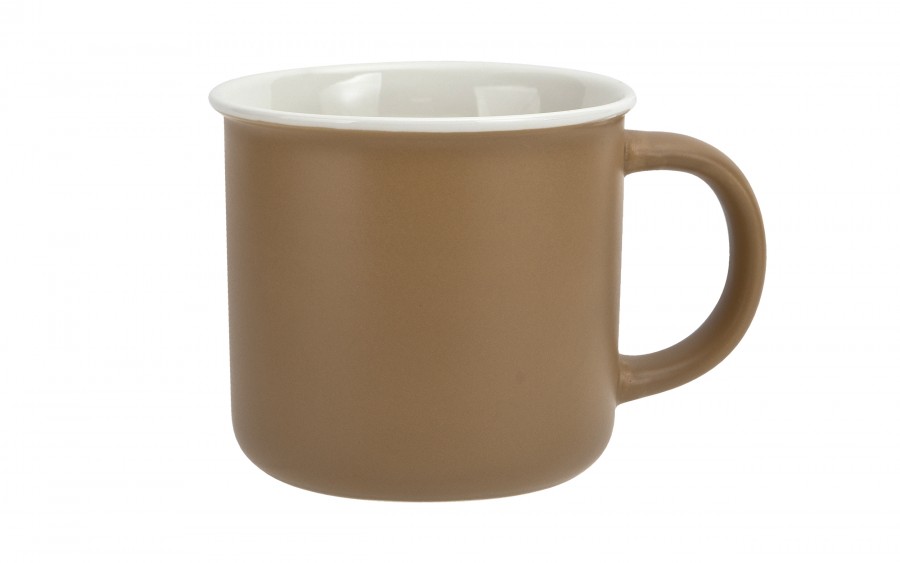 Kubek ceramiczny 355 ml brązowy z białym środkiem