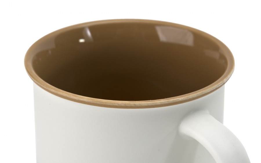 Kubek ceramiczny 355 ml biały z brązowym środkiem