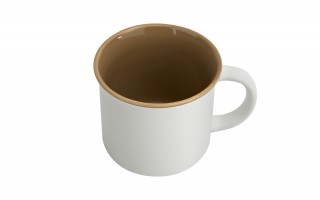 Kubek ceramiczny 355 ml biały z brązowym środkiem