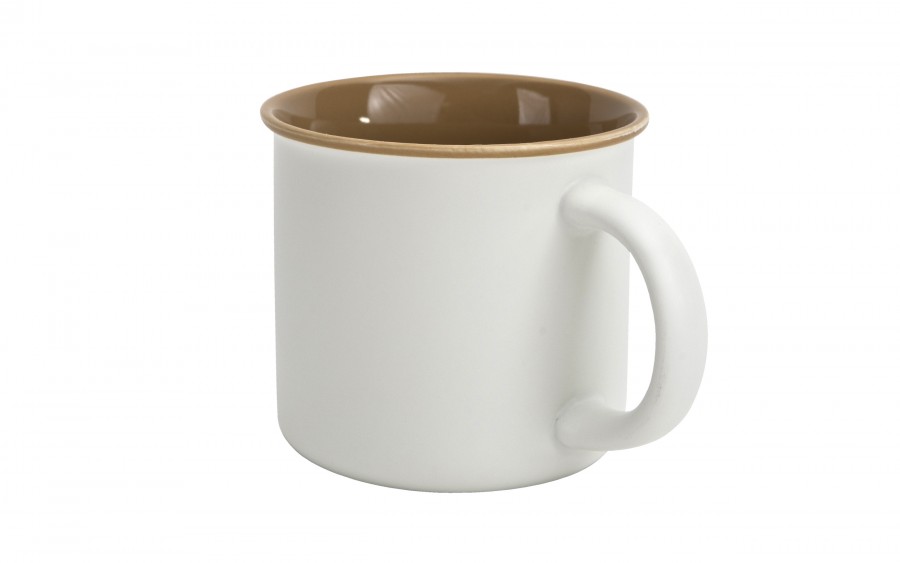 Kubek ceramiczny 355 ml biały z brązowym środkiem