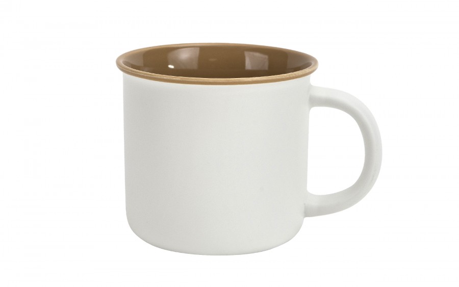 Kubek ceramiczny 355 ml biały z brązowym środkiem