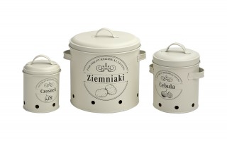 Komplet 3 pojemników do przechowywania Ziemniaki Cebula Czosnek kremowy