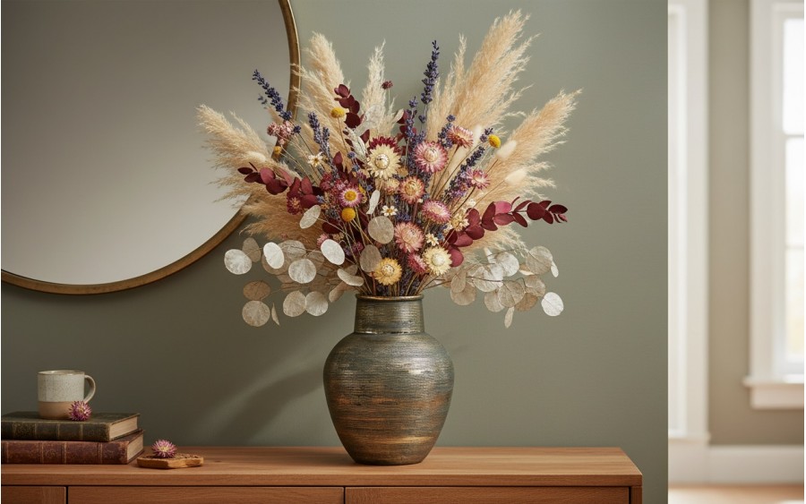 Wazon ceramiczny niebiesko-złoty 32 cm AP171398