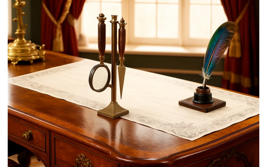 Zestaw prezentowy do listów lupa + nożyk na stojaku 120029