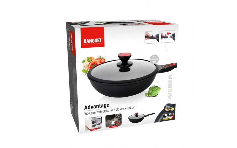 Wok 30 cm Advantage patelnia z pokrywą