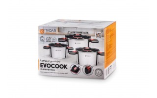 Komplet garnków 6 el. Evocook składane uchwyty