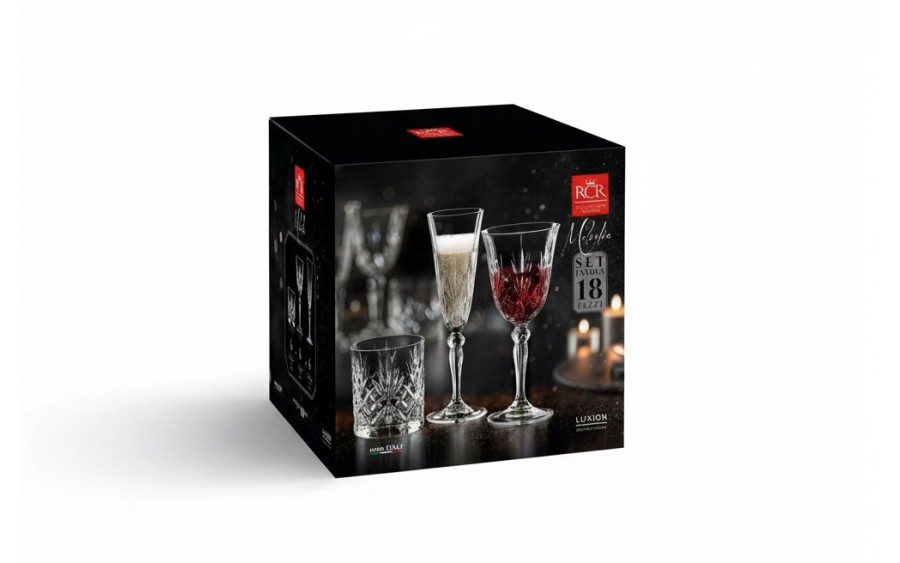 Zestaw kieliszków i szklanek 18 el. Melodia szkło kryształowe