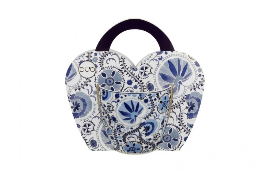 Kubek porcelanowy 460 ml Naresh Blue w koszyczku