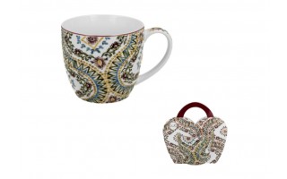 Kubek porcelanowy 460 ml Estrella w koszyczku