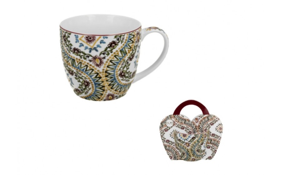 Kubek porcelanowy 460 ml Estrella w koszyczku