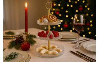 Patera trzypoziomowa 29 cm Curly złota AMBITION