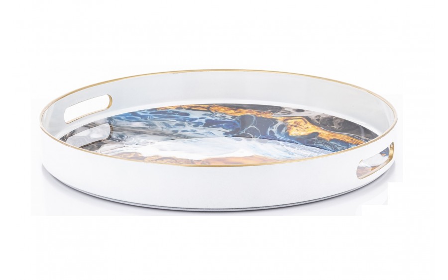 Taca dekoracyjna 34,5 cm Biało-nieb-brąz 159833