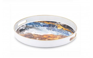 Taca dekoracyjna 34,5 cm Biało-nieb-brąz 159833