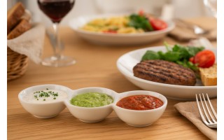 Potrójne miseczki dip 23,5 cm White MPLCo