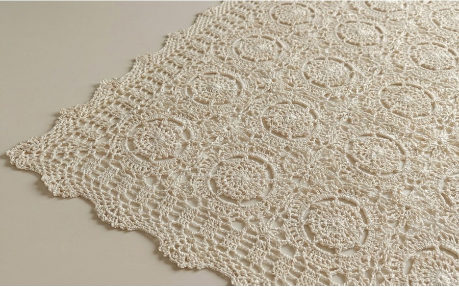 Bieżnik koronkowy 60x120 cm Ecru - wzór ażurowy