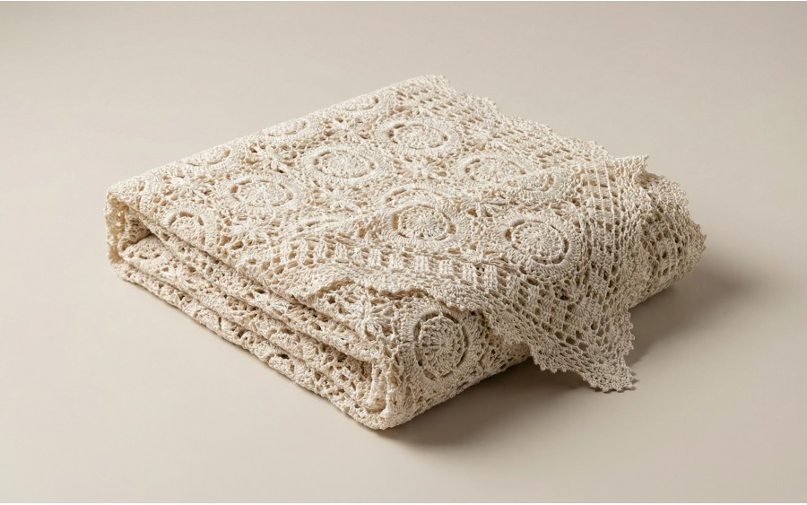 Bieżnik koronkowy 60x120 cm Ecru - wzór ażurowy