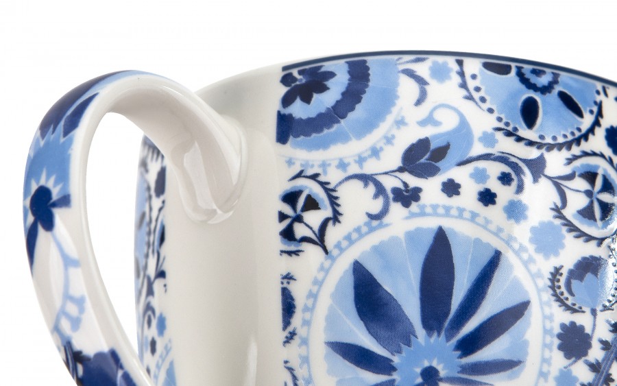 Kubek porcelanowy 460 ml Naresh Blue w koszyczku