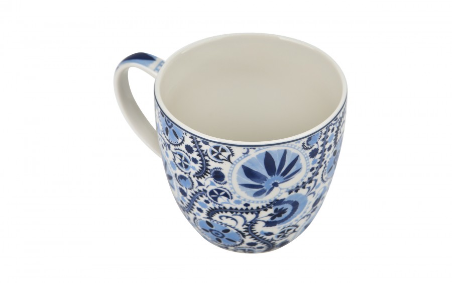 Kubek porcelanowy 460 ml Naresh Blue w koszyczku