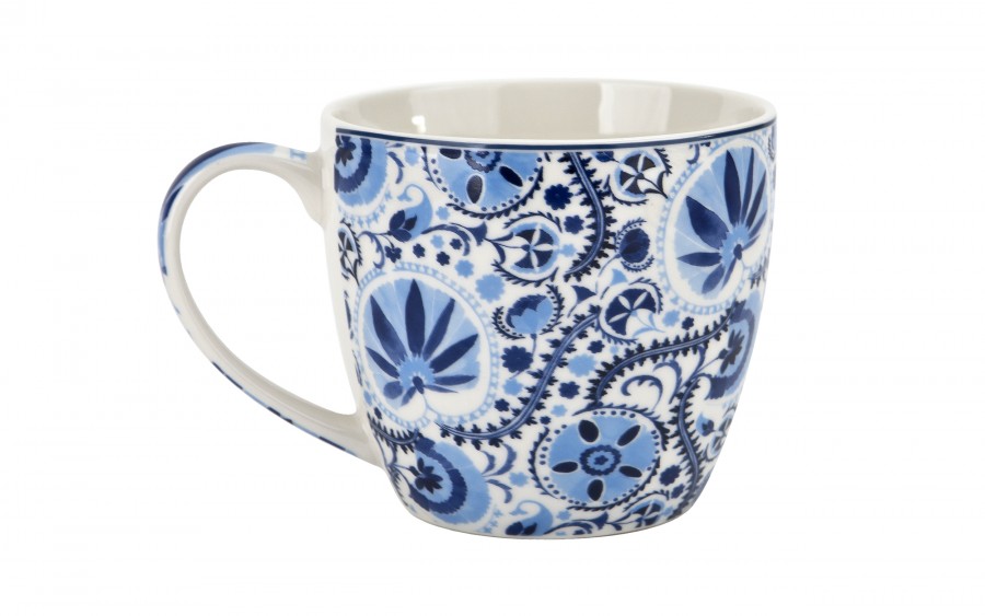 Kubek porcelanowy 460 ml Naresh Blue w koszyczku