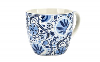 Kubek porcelanowy 460 ml Naresh Blue w koszyczku