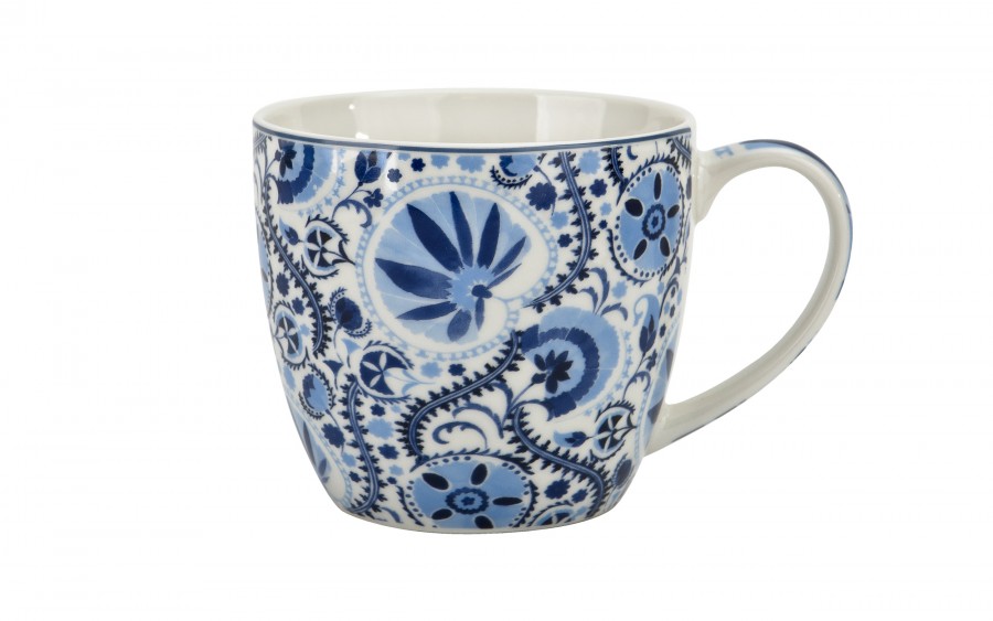 Kubek porcelanowy 460 ml Naresh Blue w koszyczku