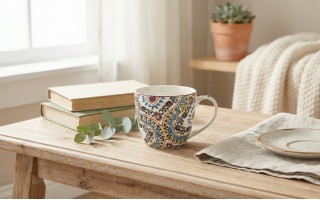 Kubek porcelanowy 460 ml Estrella w koszyczku