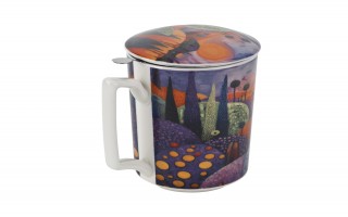 Kubek porcelanowy 450 ml z zaparzaczem Modern Bubbly Hills