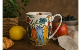 Kubek porcelanowy 350 ml Koty Ogrodowe