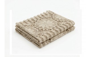 Bieżnik koronkowy 40x90 cm Ecru owalny - wzór ażurowy