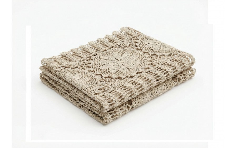 Bieżnik koronkowy 40x90 cm Ecru owalny - wzór ażurowy