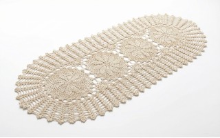 Bieżnik koronkowy 40x90 cm Ecru owalny - wzór ażurowy