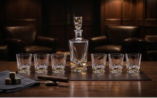 Zestaw do whisky karafka + 6 szklanek BOHEMIA PORTO STEP