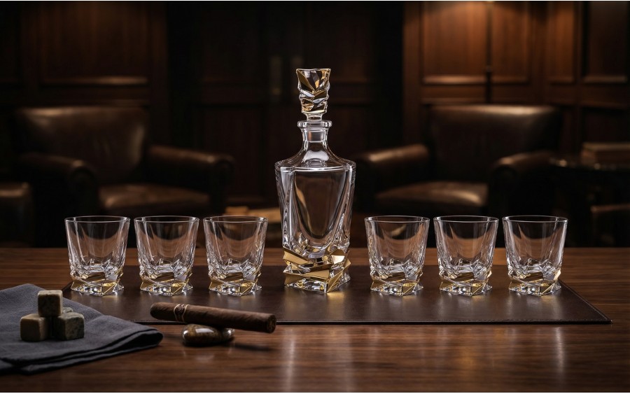 Zestaw do whisky karafka + 6 szklanek BOHEMIA PORTO STEP
