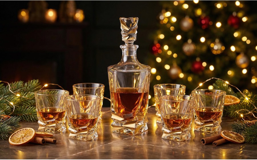 Zestaw do whisky karafka + 6 szklanek BOHEMIA PORTO STEP