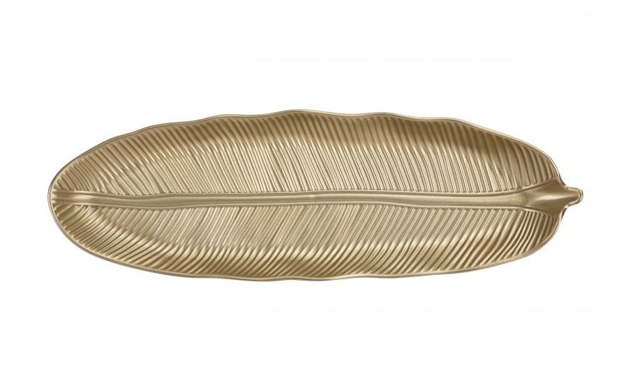 Taca dekoracyna 40x13x3 cm złoty liść